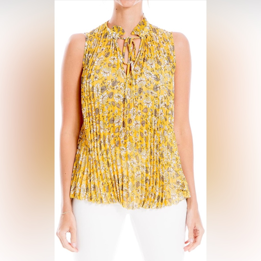 Women’s XL Max Studio Yellow Floral Blouse - Like New